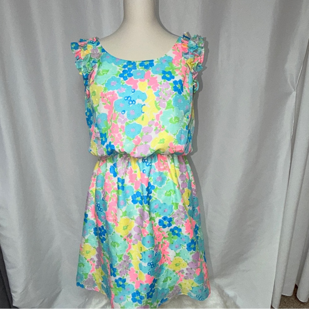 Lilly Pulitzer Danna Ruffle Fit & Flare Dress in "Spring Fling" Print Med - Picture 8 of 11